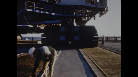 Apollo 8 spacecraft rolling out from Vehicle Assembly Building Stock Footage 297183383