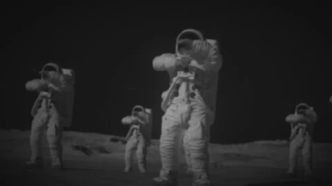 Apollo astronauts dancing on the moon Stock Footage 289764983