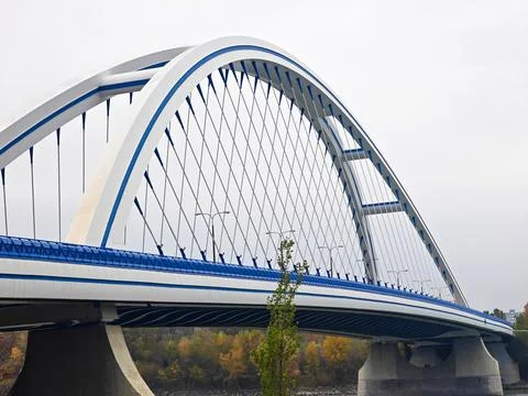 Apollo bridge over Danube river in Bratislava Slovakia Stock Photos