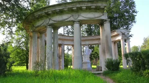 Apollo colonnade in Pavlovsk park St. Petersburg Russia Stock Footage