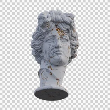Apollo Giustiniani statue, 3d renders, isolated, perfect for your design Stock Illustration