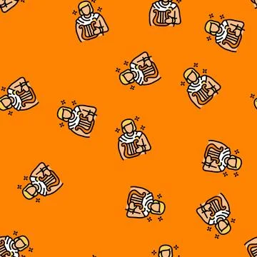 Apollo greek god ancient vector seamless pattern Stock Illustration