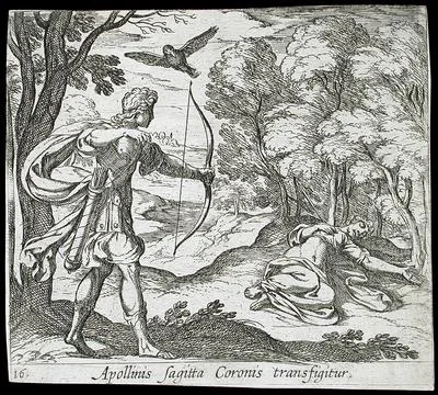 Apollo Killing Coronis. Antonio Tempesta (Italy, Florence, 1555-1630)Wilhel.. Stock Illustration