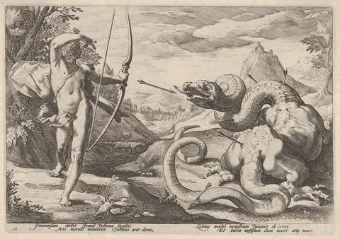 Apollo Killing the Python Possibly by Robert Willemsz de Baudous Netherland.. Stock-Illustration