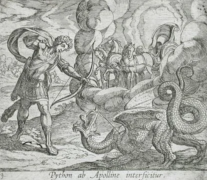 Apollo Killing Python. Wilhelm Janson (Holland, Amsterdam)Antonio Tempesta .. Illustrazione stock