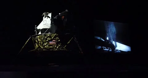 Apollo Lunar Module Astronaut Exploring the Moon's Surface Kennedy Space Ce.. Stock Footage 245668889