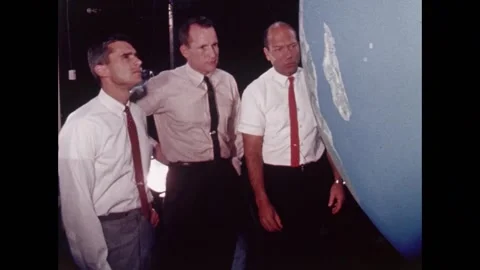 Apollo Program classroom training with large globe Stock Footage 263453038