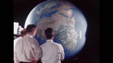 Apollo Program classroom training with large globe Stock Footage 263453041