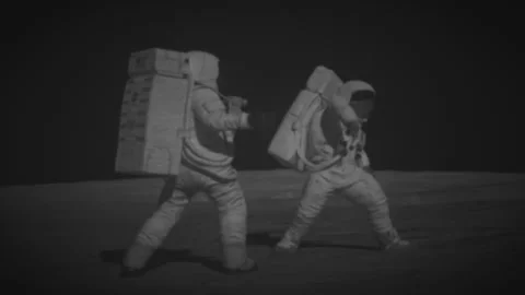 Apollo Project and astronauts dancing happily on the moon Stock Footage 289777733