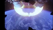 Apollo Rocket Booster Separation With Earth In Background Stock Footage