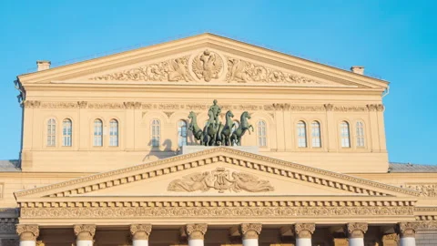 Apollo s quadriga on the facade of The Bo Stock Footage 147477454