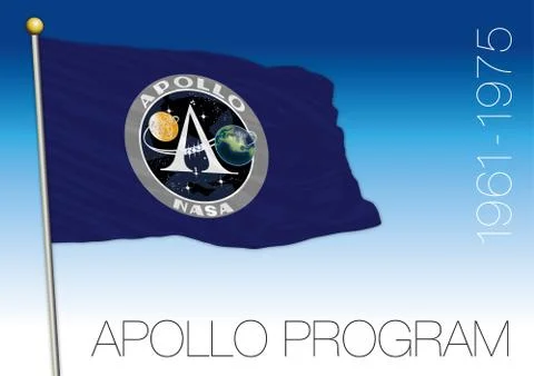 Apollo space exploration program flag, NASA Stock Illustration