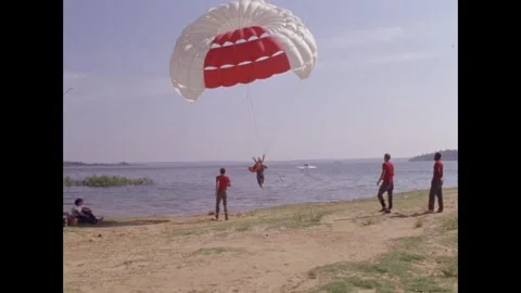 Apollo Space Program astronaut parachute training Stock Footage 263453069