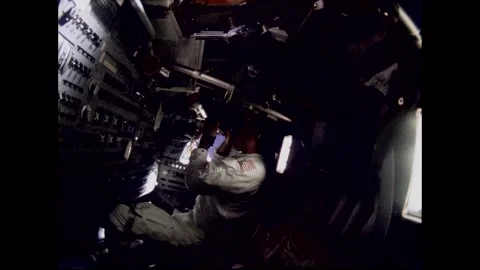 Apollo Space Program onboard in-cabin view of astronaut Stock Footage 263452445
