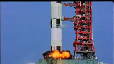 Apollo Space Program Rocket Launch Stock Footage 82489486