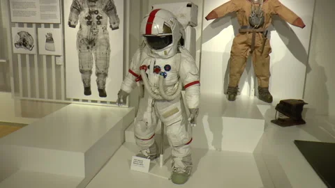 The Apollo Space Suit on Display in a Museum Stock Footage 237937498