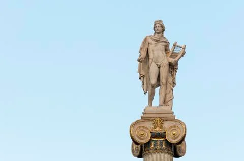 Apollo statue left space Stock Photos