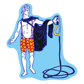 Apollo is training, statue is doing workout Stock Illustration