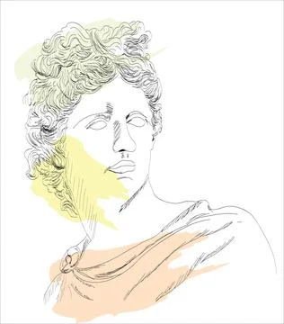 Apollo vector classical antique plaster sculpture Stock Illustration