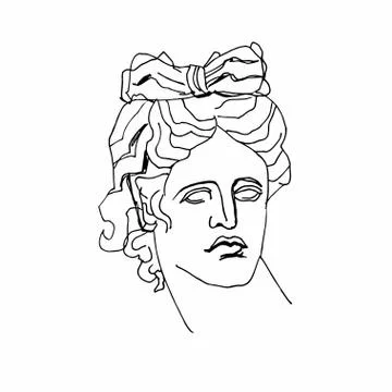 Apollo vector marble head. Work of art of ancient Greece era. Stock Illustration