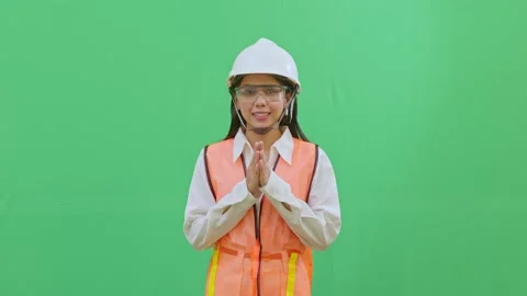 Apologetic Hand Gesture Safety Protocol Error Female Engineer Stock-Footage 331861639