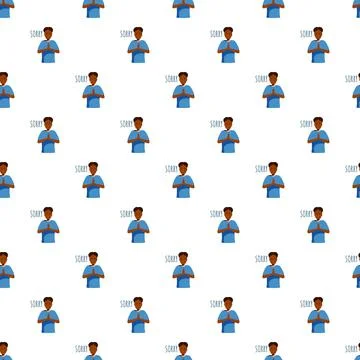 Apology concept pattern with man saying sorry Stock Illustration