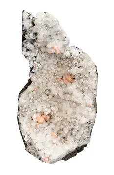 Apophyllite and stilbite crystals geode cutout Foto stock
