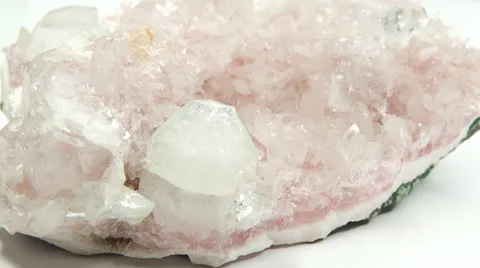Apophyllite semigem geode crystals geological mineral isolated Stock Footage 48571294