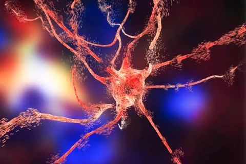 Apoptosis of neuron which is observed in different diseases Stock Illustration