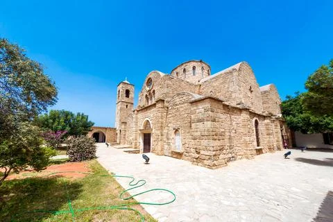 Apostle Barnabas' Monastery, Cyprus, wide angled shot Stock Photos