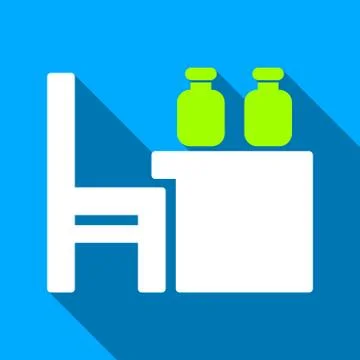 Apothecary Table Flat Long Shadow Square Icon Stock Illustration