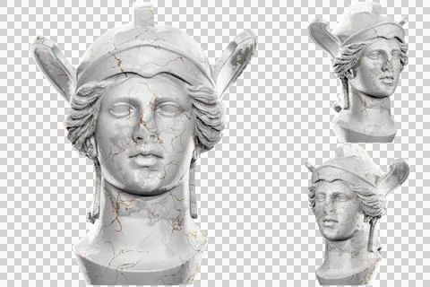 Apoxyomenos Head Statue in 3D Render, Perfect for Home Decor, Website and Soc Stock Illustration