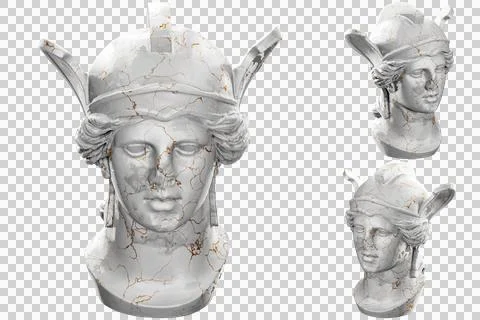 Apoxyomenos Head Statue in 3D Render, Perfect for Home Decor, Website and Soc Stock Illustration