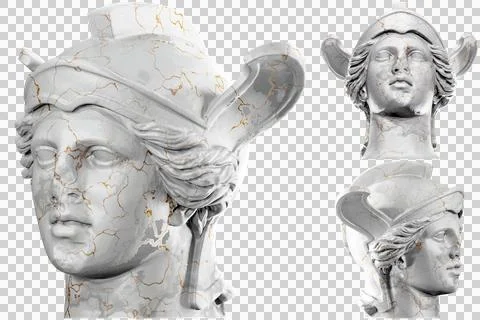 Apoxyomenos Head Statue in 3D Render, Perfect for Home Decor, Website and Soc Stock Illustration