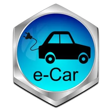 App 6eckig 3d e-Car blau schwarz Stock Illustration
