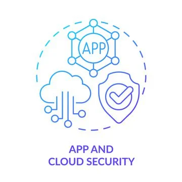 App and cloud security blue gradient concept icon Illustrazione stock