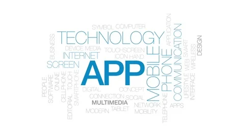 App animated word cloud, text design animation. Kinetic typography. Stock Footage 75431855