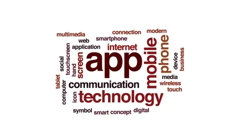 App animated word cloud, text design animation. Stock Footage