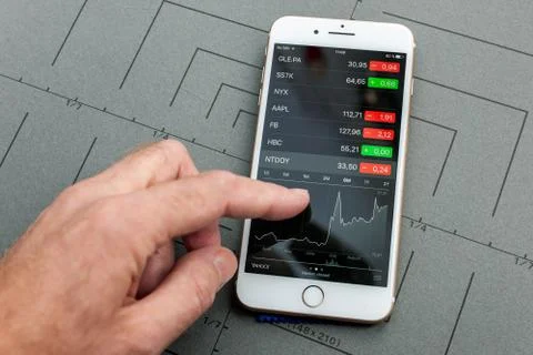 App on Apple iPhone Plus the application software Stock Photos