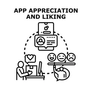 App appreciation and user liking feedback concept Stock Illustration