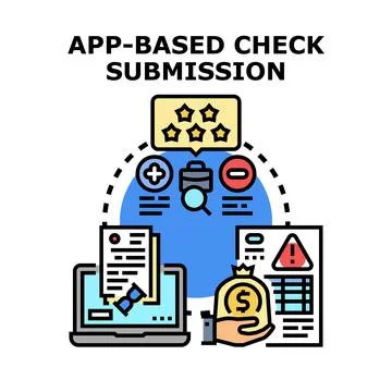 App based check submission process financial management vector Stock Illustration