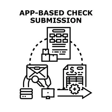App based check submission process and financial transaction concept Stock Illustration