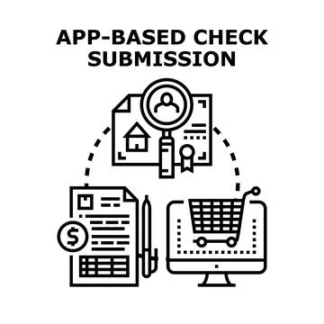 App based check submission process digital document online Stock Illustration