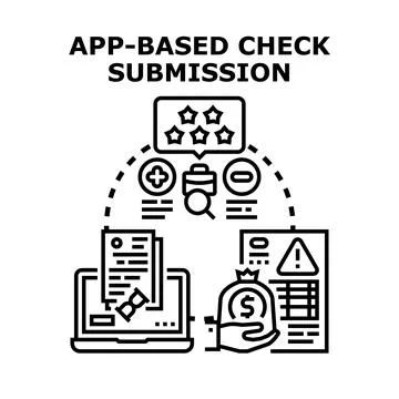 App based check submission process financial management vector Stock Illustration
