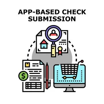 App based check submission process digital document online Stock Illustration