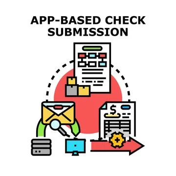 App based check submission process and financial transaction concept Stock Illustration