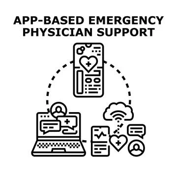 App based emergency physician support system for telemedicine Stock Illustration