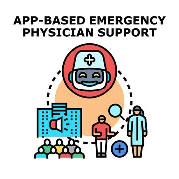 App based emergency physician support system concept Stock Illustration