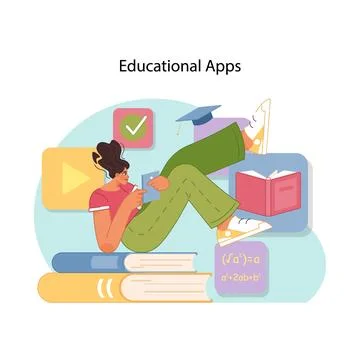 App based learning concept. Flat vector illustration 库存插图