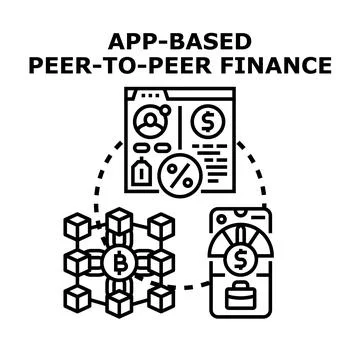 App based peer to peer finance concept illustration Stock Illustration